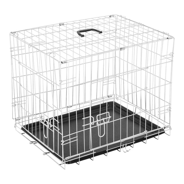prezzo Gabbia per Cani Pieghevole in Metallo Doppia Apertura 91x61x67 cm