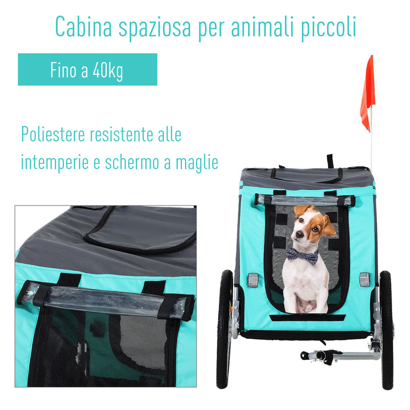 Carrello Rimorchio per Cani da Bicicletta Impermeabile  Azzurro e Grigio-4