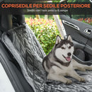 Coprisedile Posteriore Auto per Cani 160x145 cm in Tessuto Effetto Velluto Grigio-4