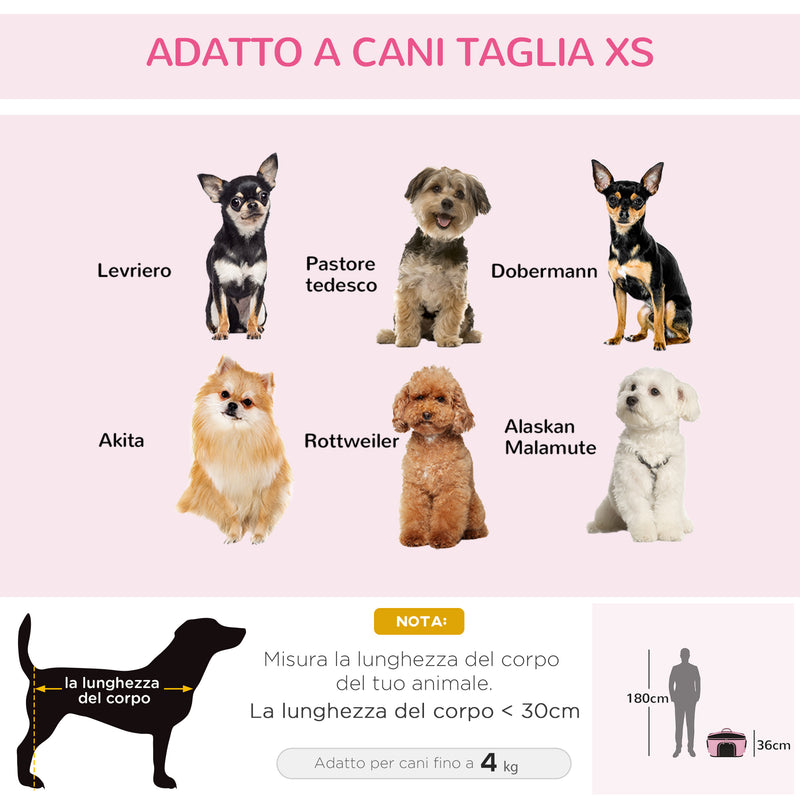 Borsa Trasportino 50x35x36 cm per Cani e Gatti 2 Porte Rosa-6