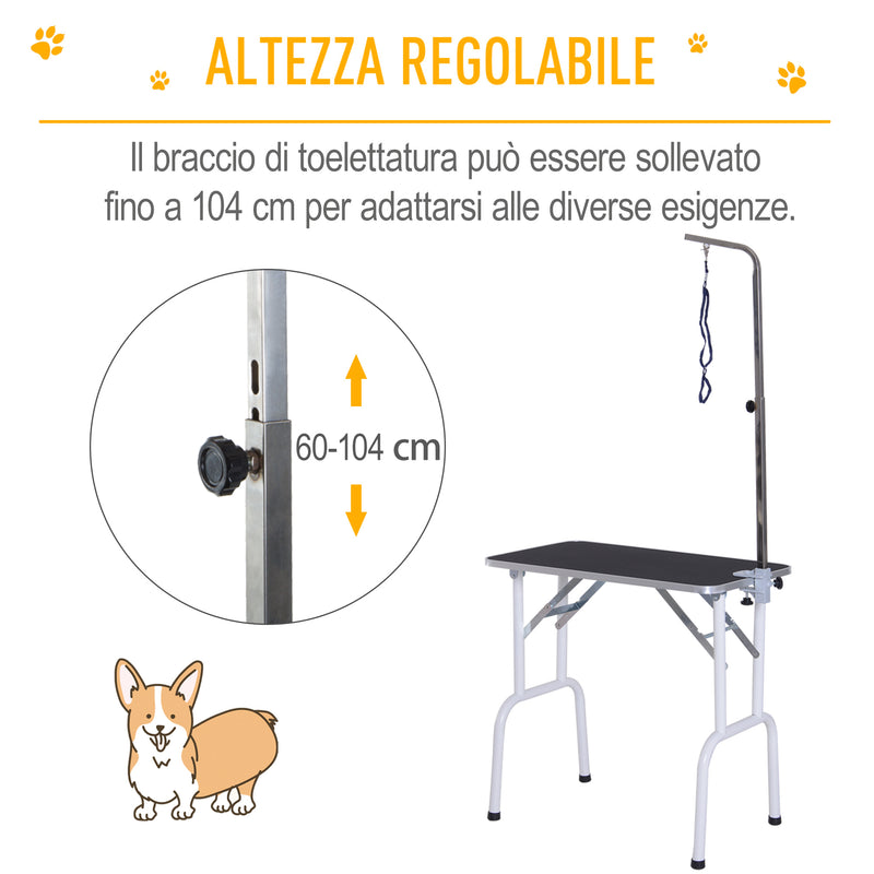 Tavolo da Toelettatura e Tosatura per Cani e Gatti Carico 30kg 81x48.5x80 cm -5