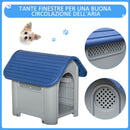 Cuccia per Cani Taglia Piccola 59x75x66 cm in Plastica Blu e Grigia-5