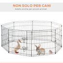 Recinto per Cani Gatti Cuccioli Roditori Recinzione Rete Gabbia 8 Pezzi 61x61 cm Nero -7