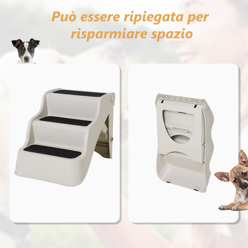Scaletta Pieghevole 3 Gradini per Animali Domestici Beige 49x39x39 cm -5