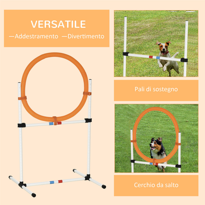 Set Agility Dog Portatile 74,5x66x91 cm con Anello e Sbarra Bianco e Arancione-7