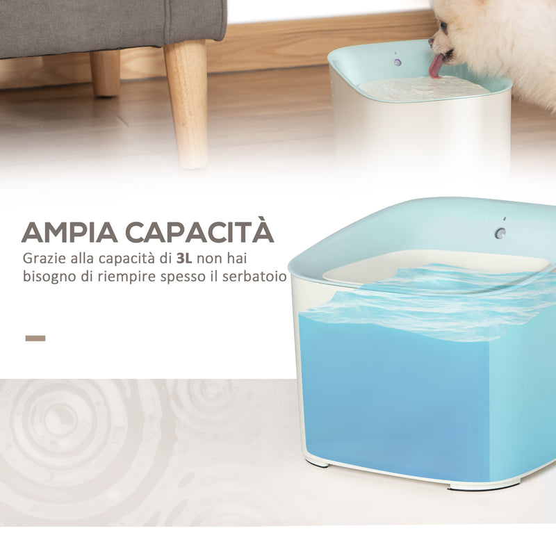 Fontanella per Cani e Gatti Automatico 3 Litri in ABS Blu e Bianco-7
