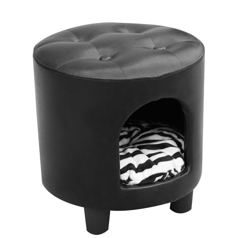 Sgabello Cuccia con cuscino per cane gatto nero 39x39x42 cm -1