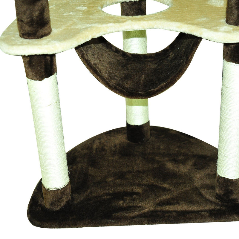 Albero tiragraffi per gatti Crema e Caffè 65x50x153 cm -7