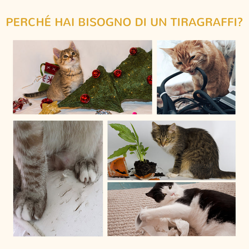 Albero Tiragraffi per Gatti per Gioco e Relax 36x36x44 cm Beige -7