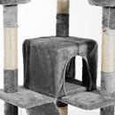 Albero Tiragraffi per Gatti con Due Cucce in Peluche e Sisal Grigio 50x50x170 cm -8