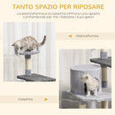 Albero Tiragraffi per Gatti di 3 livelli con Topolino Grigio 48x48x100 cm -5