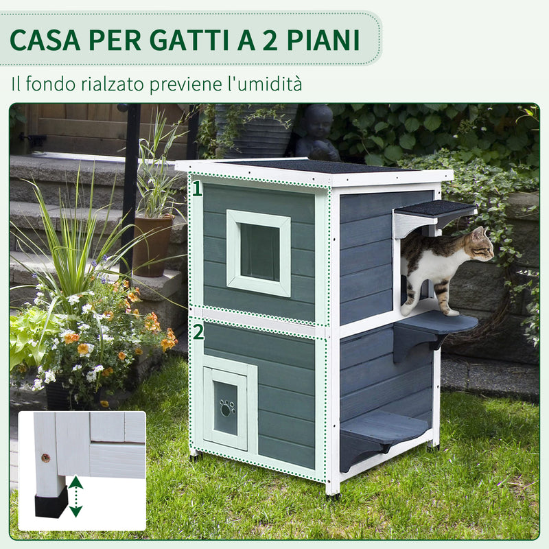 Cuccia per Gatti da Esterno 51x51x81,3 cm in Legno Grigio e Bianco –  acquista su Giordano Shop