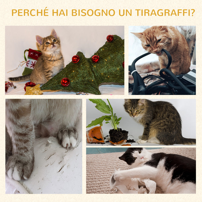 Tiragraffi con Cuccia per Gatti in Legno Sisal 45x40x148 cm  Beige-5