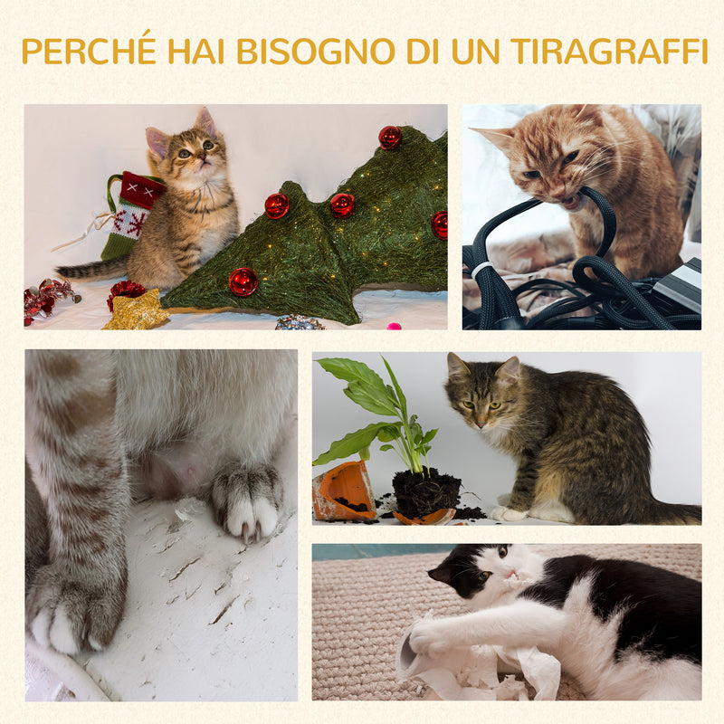 Albero Tiragraffi con Cuccia per Gatti in Legno Sisal 50x30x80 cm  Beige-7