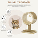 Tunnel Tiragraffi per Gatti Adulti 40x30x56 cm con Pallina Beige-4