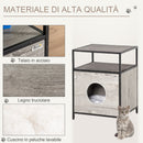 Cuccia per Gatti Mobiletto Multiuso 48x40x65,5 cm con Cuscino Grigio-6