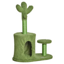 Albero Tiragraffi per Gatti 60x35x78 cm a Forma di Cactus con Palline e Cuccia Verde-1