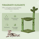 Albero Tiragraffi per Gatti 40x40x96 cm a Forma di Cactus con Palline e Amaca Verde-4