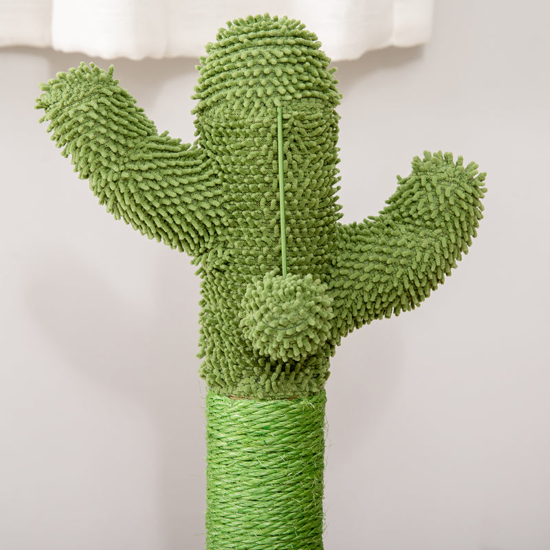 Albero Tiragraffi a Cactus per Gatti 32x32x60 cm in Corda Sisal e Palline in Legno Verde-8