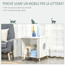 Mobile Lettiera per Gatti 60x55x62,5 cm in Legno Bianco e Grigio-4