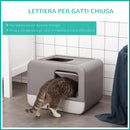 Lettiera Coperta per Gatti 53x40x40 cm in Plastica Viola e Bianco-5