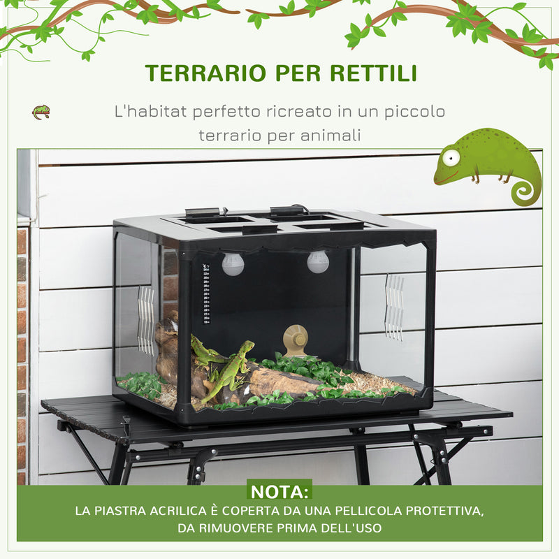 Terrario per Tartarughe di Terra 60x40x40,5 cm con Termometro 18-34° Nero –  acquista su Giordano Shop