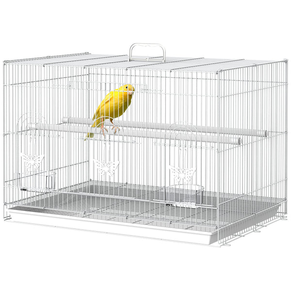 Gabbia per Uccelli con Posatoi Ciotole per Cibo e Maniglia 60x41x41 cm in Metallo Bianco prezzo