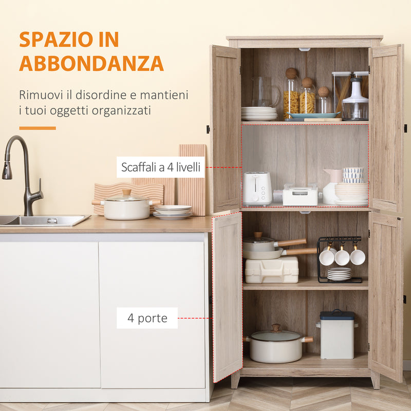 Mobile Credenza Cucina 4 Ante 80x40x182 cm in MDF color Legno – acquista su  Giordano Shop