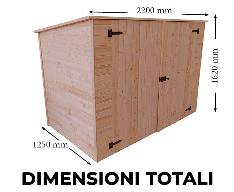 Casetta Box da Giardino per Biciclette 2x1,2 m con Pavimento in Legno Picea Massello 16mm Eden-3