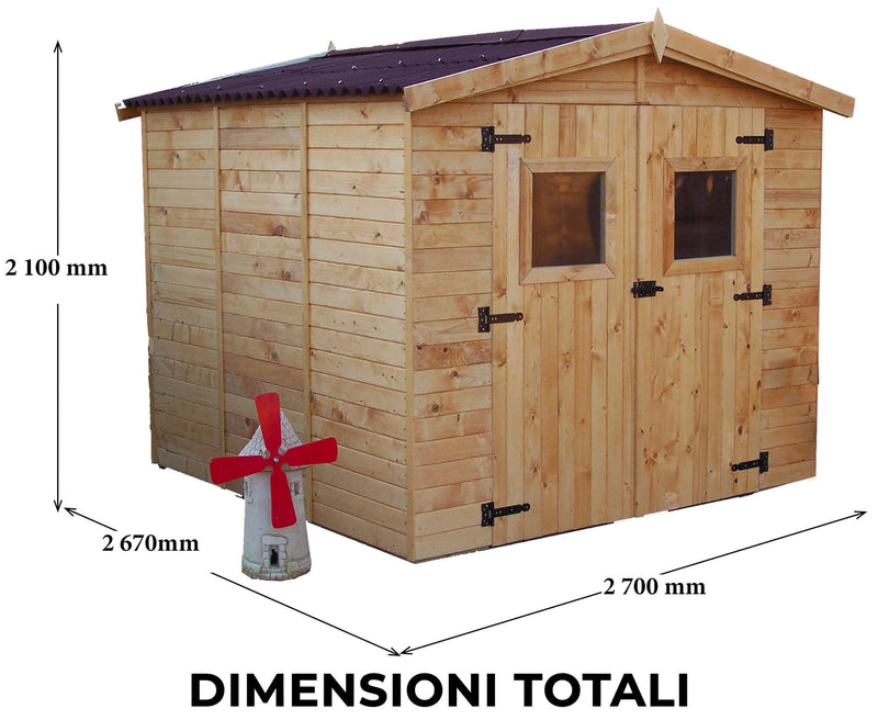 Casetta Box da Giardino 2,4x2,4 m con Pavimento in Legno Picea Massello 16mm Eden-4