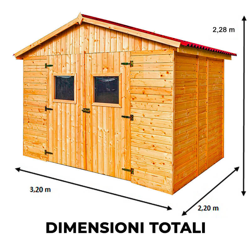 Casetta Box da Giardino 2,8x2 m con Pavimento in Legno Picea Massello 16mm Eden-2