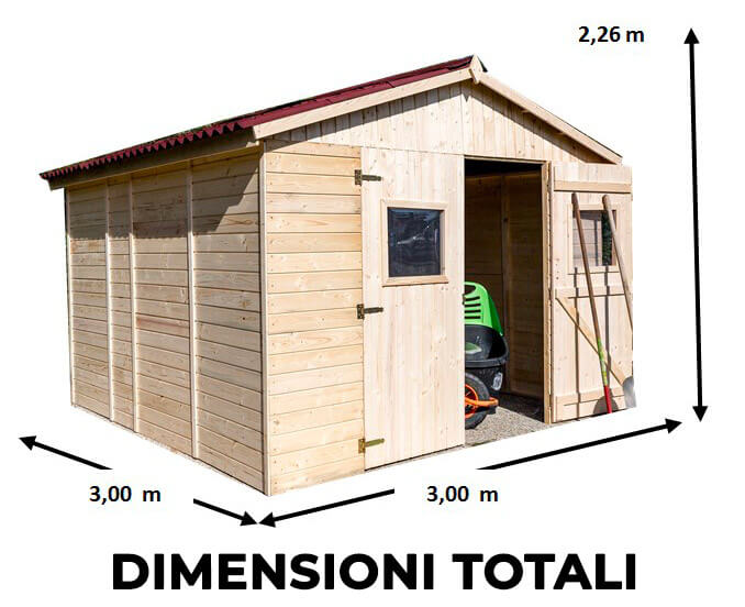 Casetta Box da Giardino 2,8x2,8 m Senza Pavimento in Legno Picea Massello 16mm Eden-5