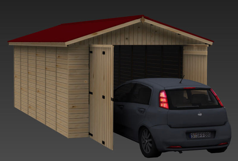 Box Auto Garage da Esterno 2,8x4,8 m Senza Pavimento in Legno Picea Massello 16mm Eden-3