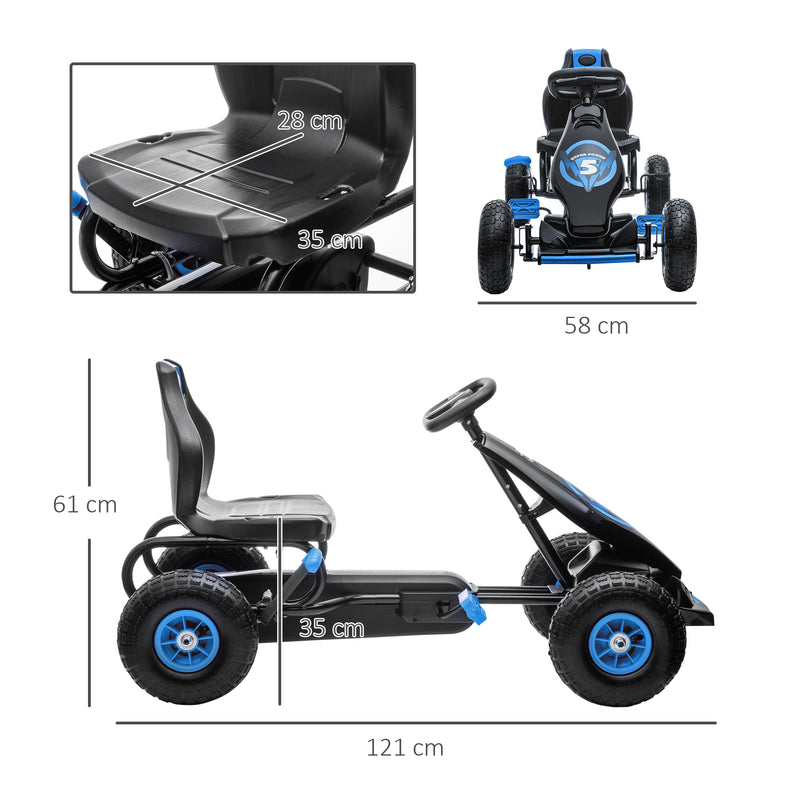 Go-Kart a Pedali per Bambini con Sedile Regolabile Blu-3