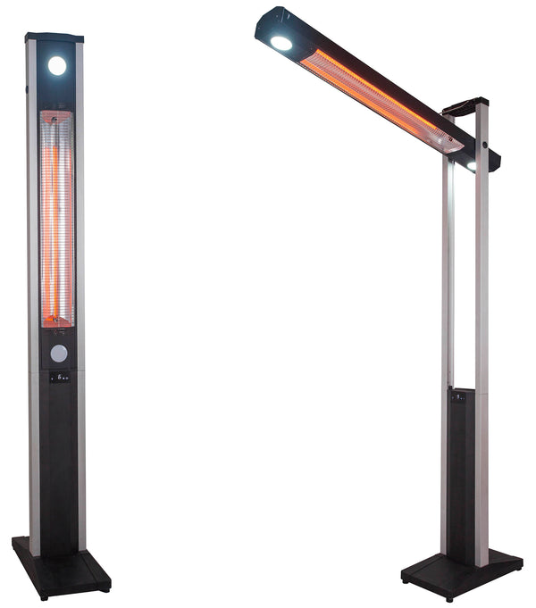 online Stufa Elettrica ad infrarossi da Esterno 50x25x200 cm in Fibra di Carbonio con Luce Led Skyline Nero