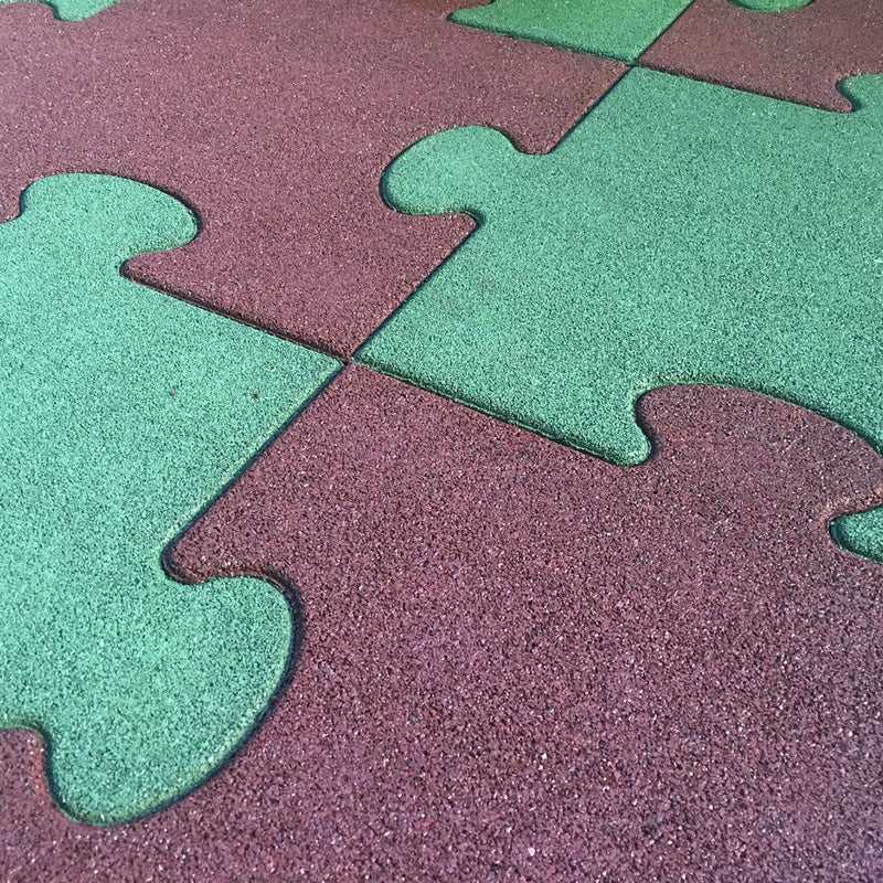 Pavimento Antitrauma ad Incastro per Bambini 50x50x4,5 cm in Gomma Rosso-1
