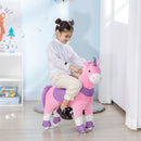 Cavallo a Dondolo per Bambini 70x32x87 cm con Ruote a Forma di Unicorno Rosa-2