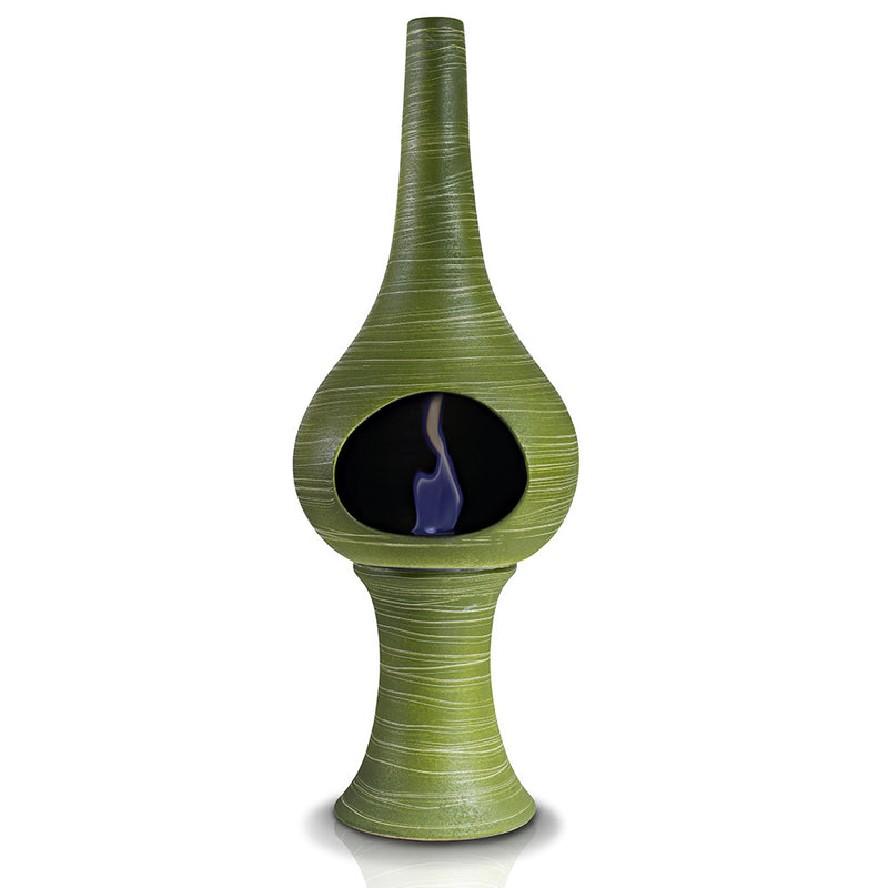 Camino a Bioetanolo da Pavimento in Ceramica 35x95 cm Ferazzoli Flute Verde Millerighe-1
