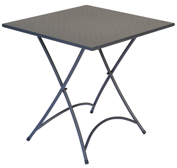 Tavolino Quadrato Pieghevole da Giardino 70x70 cm in Ferro Vorghini Orta Antracite-1