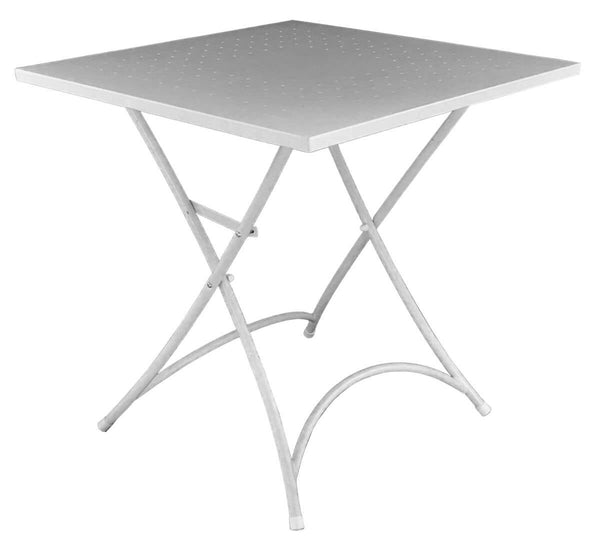 Tavolo da Giardino Pieghevole 70x70 cm in Ferro Vorghini Sirmione Avorio-1