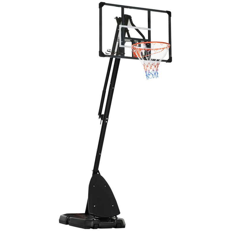 Canestro da Basket da Esterno 107x70 cm Altezza Regolabile 293-350 cm in Acciaio Nero e Rosso-1