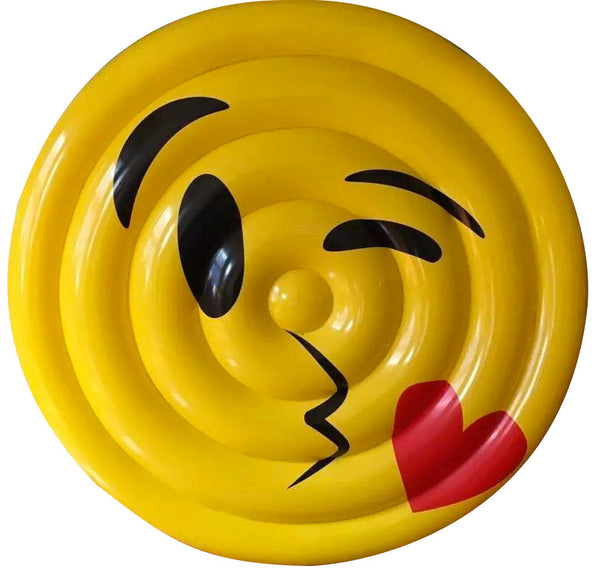 Materassino Gonfiabile Ø150 cm in PVC a Forma di Emoji Ranieri Face Bacino Giallo online
