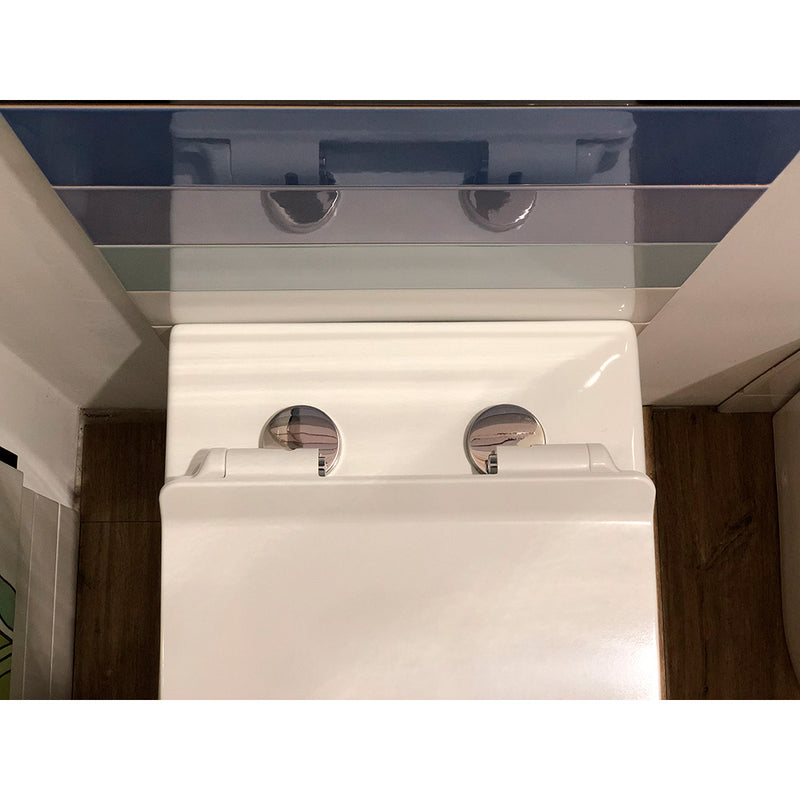 Coppia di Sanitari WC e Bidet a Terra Filo Muro in Ceramica 37,8x56,5x41cm Bianco-5