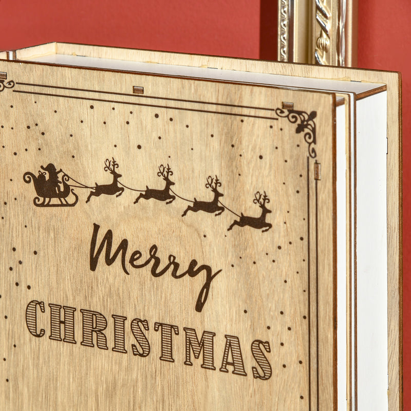 Calendario Avvento di Natale a forma di Libro 22x7x32 cm con Temi natalizi in Legno Bianco-8
