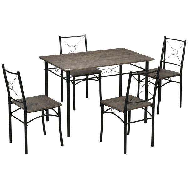 Tavolo da Pranzo con 4 Sedie in MDF e Metallo Marrone e Nero prezzo