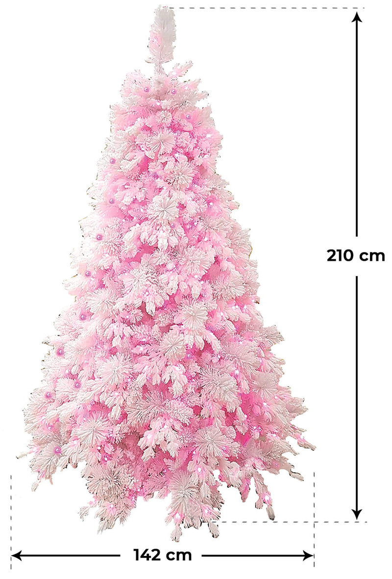 Albero di Natale Artificiale con Led Rosa Monterosa Bianco Varie Misure-2