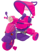 Triciclo a Spinta Seggiolino Reversibile per Bambini Kidfun Classic Fucsia e Viola-1