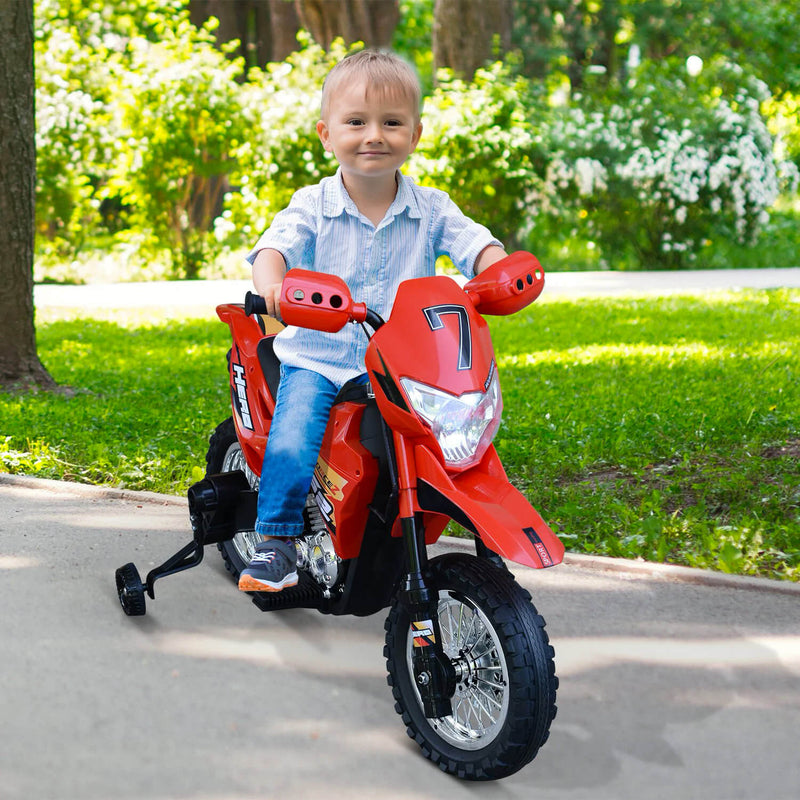 Moto Motocicletta Elettrica per Bambini 6V Kidfun Motocross Enduro Rosso-2