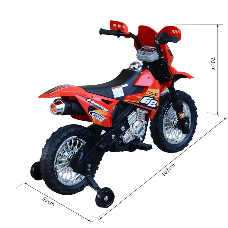 Moto Motocicletta Elettrica per Bambini 6V Kidfun Motocross Enduro Rosso-5