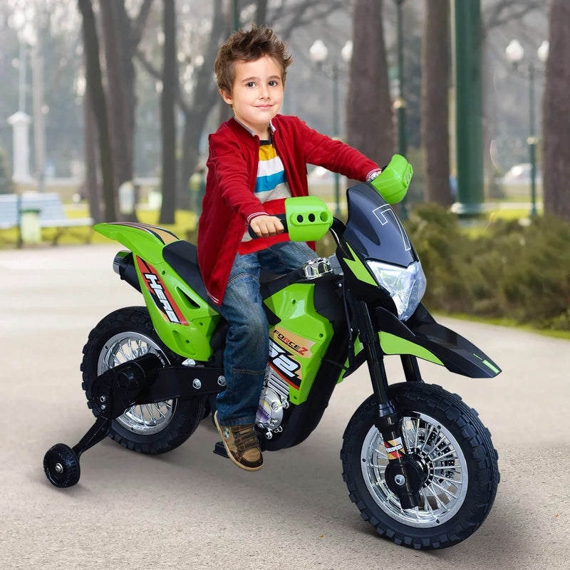 Moto Motocicletta Elettrica per Bambini 6V Kidfun Motocross Enduro Verde-2